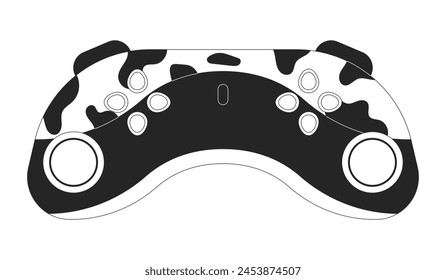 Controller joystick black and white 2D line cartoon object. Gaming console isolated vector outline item. Videogame device. Gamer gadget. Buttons gamepad video game monochromatic flat spot illustration