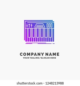 Controller, keyboard, keys, midi, sound Purple Business Logo Template. Place for Tagline.