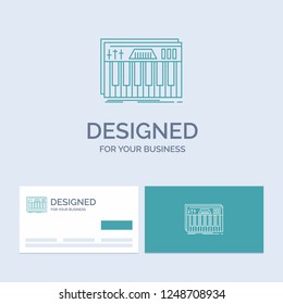 Controller, keyboard, keys, midi, sound Business Logo Line Icon Symbol for your business. Turquoise Business Cards with Brand logo template