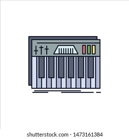 Controller, keyboard, keys, midi, sound Flat Color Icon Vector