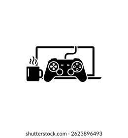 Controlador na mesa com ícone caneca de café em preto