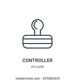 Controller outline vector icon. Thin line black controller icon, flat vector simple element illustration from editable arcade concept isolated on white background