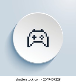 controller pixel art icon design. Button style circle shape isolated on white background. Vector illustration