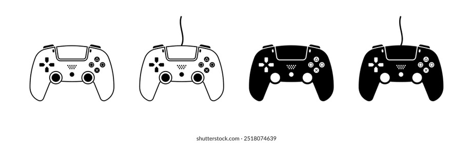 Controller set icons. Linear and silhouette style. Vector icons.