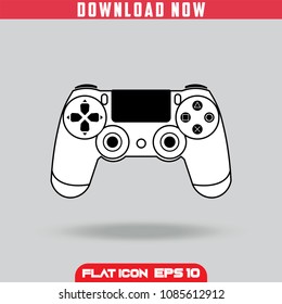 Controller Wireless Game Joystick. White. Flat Icon Vector isolated design. Grey Background