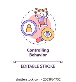 Controlling Behavior Concept Icon. Physical And Mental Abuse. Relationship Trust Lack. Manipulative Partner Abstract Idea Thin Line Illustration. Vector Isolated Outline Color Drawing. Editable Stroke