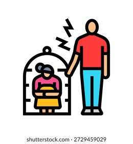 controlling behavior couple color icon vector. controlling behavior couple sign. isolated symbol illustration
