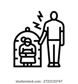 Verhalten steuern paar Zeilen Symbol Vektor. Verhalten steuern Paarzeichen. isoliertes Kontursymbol, schwarze Illustration