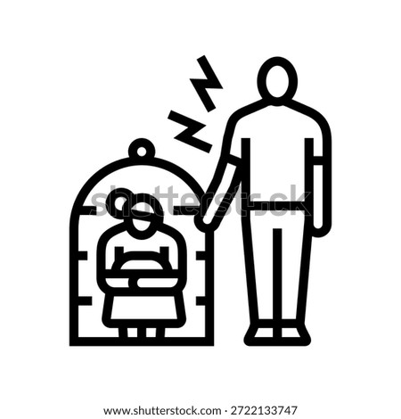 controlling behavior couple line icon vector. controlling behavior couple sign. isolated contour symbol black illustration