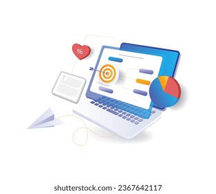 Controlling business development targets flat illustration