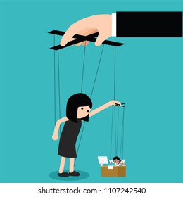 Controlling business puppet concept vector