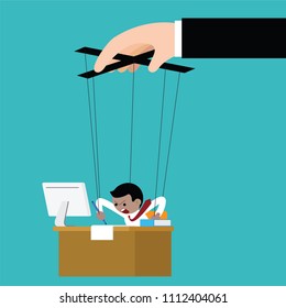 Controlling business puppet concept vector