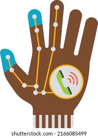 Controlling connected devices with finger Gestures Concept, Microchip implant vector color icon design, Wearable technology symbol, Personal Internet of Things Sign, tech togs stock illustration
