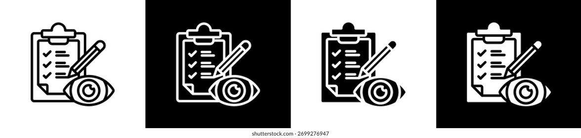 Controle de variações de ícone em estilo de linha e glifo no plano de fundo preto-e-branco