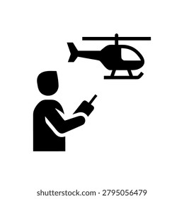 Controlling RC Helicopter Icon Isolated On White Background