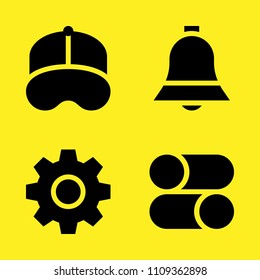 controls, baseball cap, notification and settings vector icon set. Sample icons set for web and graphic design