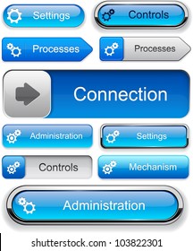 Controls blue design elements for website or app. Vector eps10.