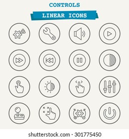 Controls icons - vector , eps10 (line icon)
