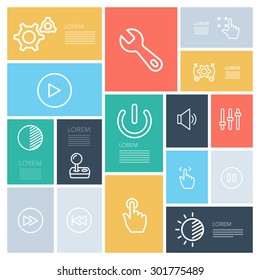 Controls icons - vector, eps10 (line icon)