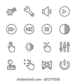 Controls icons - vector, eps10 (line icon)