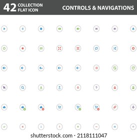 CONTROLS AND NAVIGATIONS Flat Icon Vector. Flat icon vector pack to help your utility design easy to use.
