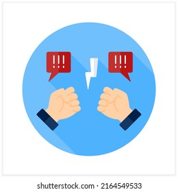 Controversial Flat Icon. Public Disagreement. Prolonged Dispute, Fight Unfolds In Public Places. Political Opposition. Censorship Concept. 3d Vector Illustration