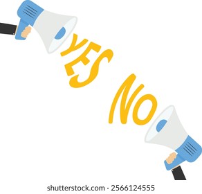 Controversy because of differing opinions yes or no, Vector illustration in flat style

