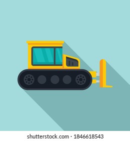Contruction bulldozer icon. Flat illustration of contruction bulldozer vector icon for web design