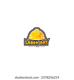 Contruction hat, labor day logo vector graphics