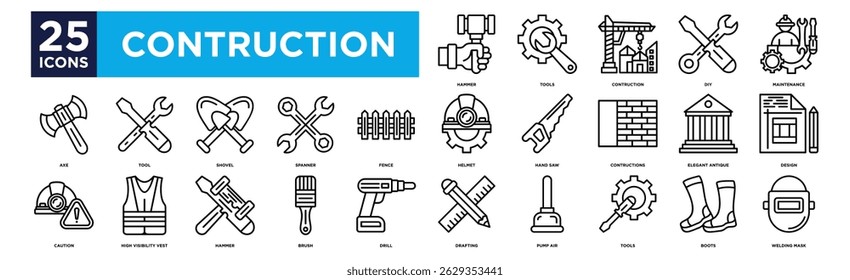 contruction icon collection set. Containing design Hammer ,Tools ,Contruction ,DIY ,Maintenance