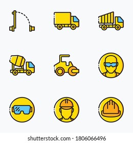 Contruction icons set color with white background - vector