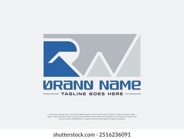 contruction initial logo letter R W with mountain symbol