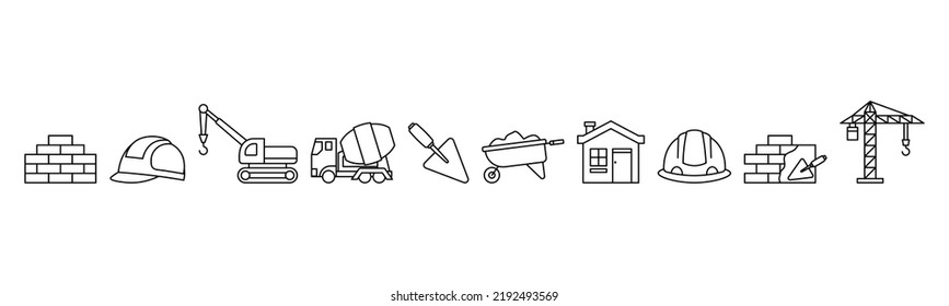 Contruction line art icon set design template vector illustration