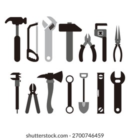 Konstruktion und Werkzeuge Symbolsatz Illustration Vektorgrafik