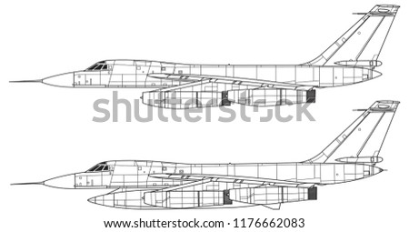 Convair B-58 HUSTLER. Outline vector drawing