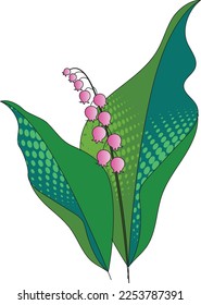 Convallaria majalis. Lily of the valley may. Flowers and leaves of the Lily of the valley. Set for spring design of postcards, maps, posters. Vector illustration.