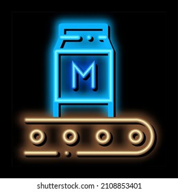 convector milk bottle neon light sign vector. Glowing bright icon convector milk bottle sign. transparent symbol illustration