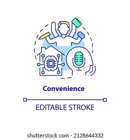 Convenience concept icon. Smart technologies pros abstract idea thin line illustration. Maximizing comfort. Isolated outline drawing. Editable stroke. Arial, Myriad Pro-Bold fonts used