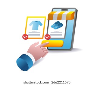 A conveniência das compras on-line usando um aplicativo de smartphone