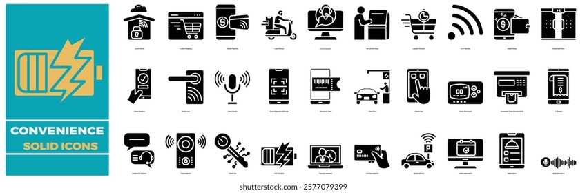 convenience solid icons element for design