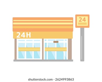 Convenience store building illustration material