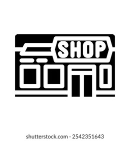 Vector de icono de glifo de tienda de conveniencia. Muestra de tienda de conveniencia. Ilustración de símbolo aislado