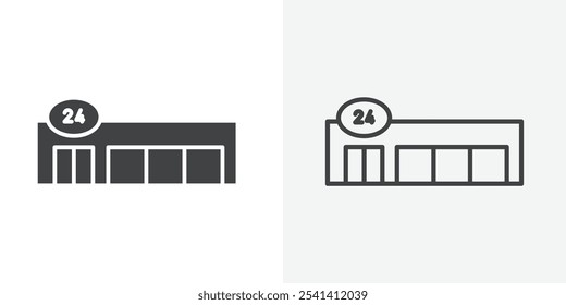 Ícone de loja de conveniência design de conjunto simples e plano