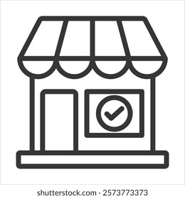 Convenience Store Outline Icon Vector Illustration