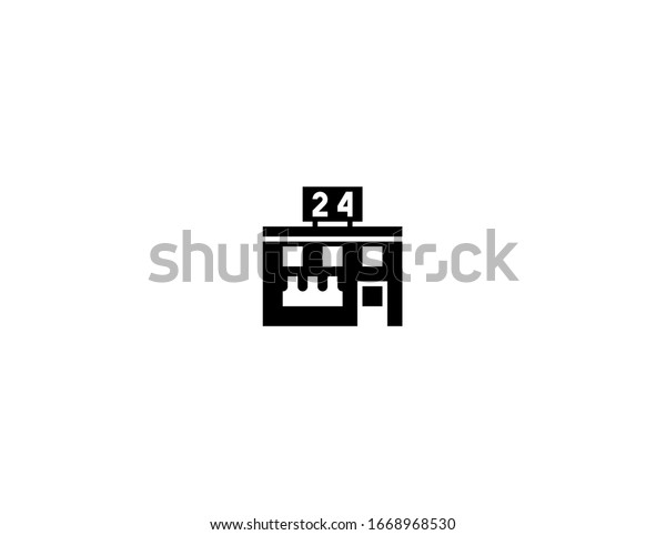 コンビニのベクター画像フラットアイコン スーパースーパーのスーパー 24時間ストア絵文字イラスト のベクター画像素材 ロイヤリティフリー
