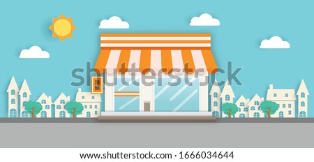 convenience stores open 24 hr. in paper cut style. 