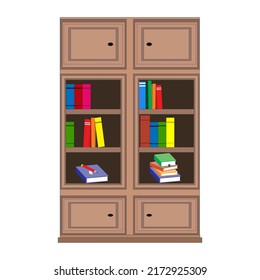Convenient cabinets and bookshelves with stacks of important documents, bookcase cabinets, archive organization. Flat style vector illustration