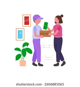 Convenient Cash Payment Delivery Vector Illustration