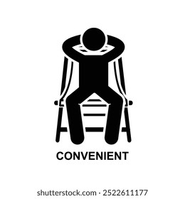 Convenient icon. The black convenient symbol isolated on background vector illustration.