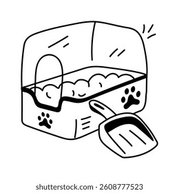 Convenient litter box for cats to maintain hygiene indoors, premium vector